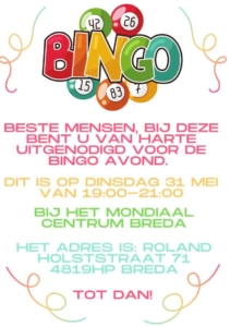 Aankondiging Bingo-avond